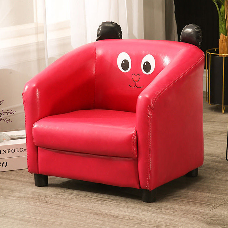 Lumendat Contemporary Creative Kids Oil-Waxed Leather Wood Cartoon Animal Shaped Accent Chair Backrest Armrest For Living Room Lumendat
