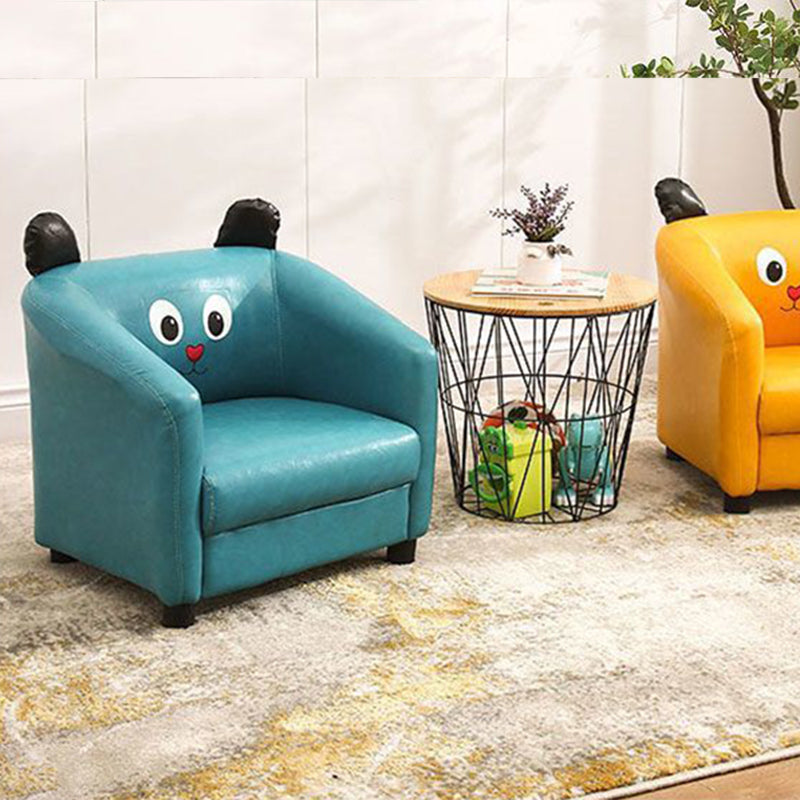 Lumendat Contemporary Creative Kids Oil-Waxed Leather Wood Cartoon Animal Shaped Accent Chair Backrest Armrest For Living Room Lumendat