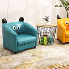 Lumendat Contemporary Creative Kids Oil-Waxed Leather Wood Cartoon Animal Shaped Accent Chair Backrest Armrest For Living Room Lumendat