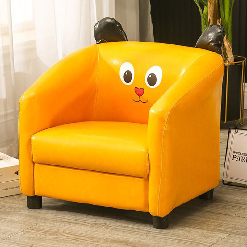 Lumendat Contemporary Creative Kids Oil-Waxed Leather Wood Cartoon Animal Shaped Accent Chair Backrest Armrest For Living Room Lumendat