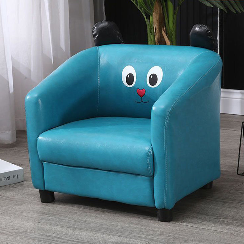 Lumendat Contemporary Creative Kids Oil-Waxed Leather Wood Cartoon Animal Shaped Accent Chair Backrest Armrest For Living Room Lumendat
