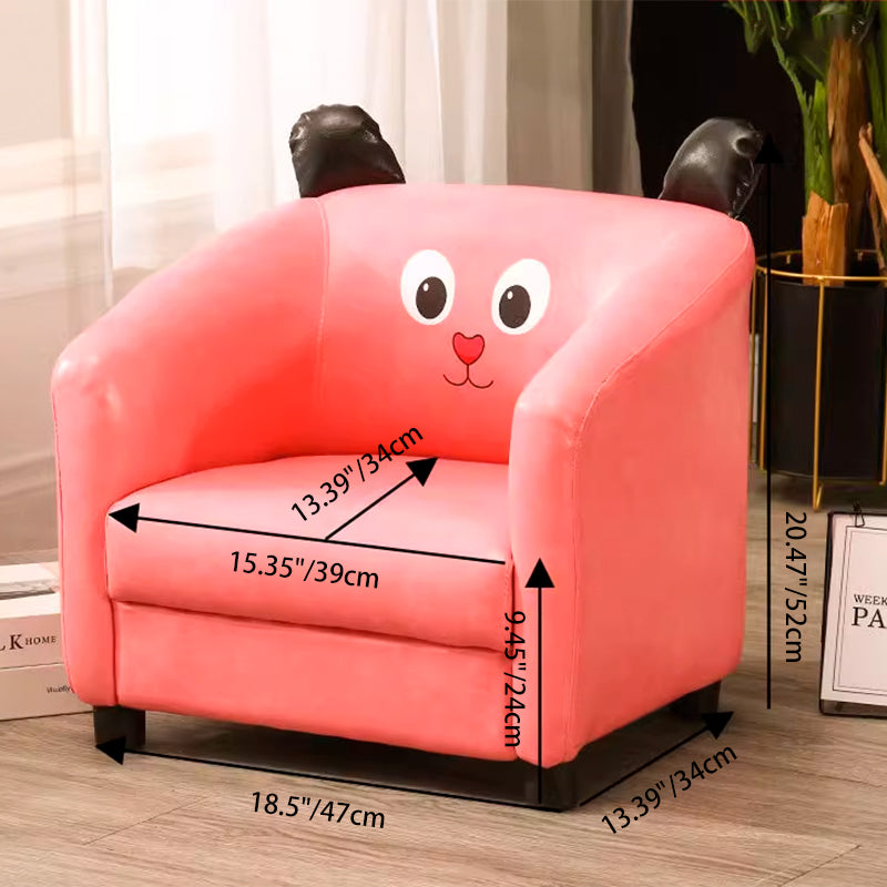 Lumendat Contemporary Creative Kids Oil-Waxed Leather Wood Cartoon Animal Shaped Accent Chair Backrest Armrest For Living Room Lumendat