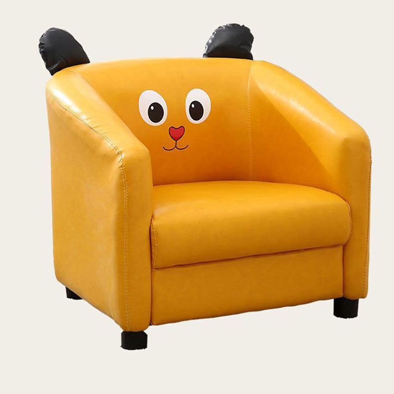 Lumendat Contemporary Creative Kids Oil-Waxed Leather Wood Cartoon Animal Shaped Accent Chair Backrest Armrest For Living Room Lumendat