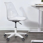 Modern Minimalist PU Leather Acrylic Plastic Mid-Back Swivel Height Adjustable Desk Chair Backrest Armless For Home Office DFM-F