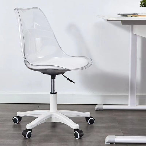 Modern Minimalist PU Leather Acrylic Plastic Mid-Back Swivel Height Adjustable Desk Chair Backrest Armless For Home Office