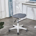 Modern Minimalist PU Leather Acrylic Plastic Mid-Back Swivel Height Adjustable Desk Chair Backrest Armless For Home Office DFM-F
