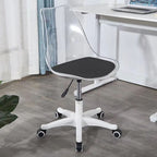 Modern Minimalist PU Leather Acrylic Plastic Mid-Back Swivel Height Adjustable Desk Chair Backrest Armless For Home Office DFM-F