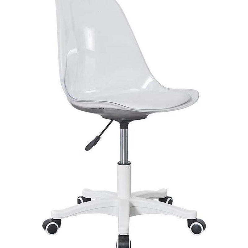 Modern Minimalist PU Leather Acrylic Plastic Mid-Back Swivel Height Adjustable Desk Chair Backrest Armless For Home Office DFM-F