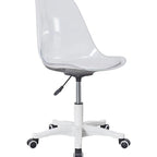 Modern Minimalist PU Leather Acrylic Plastic Mid-Back Swivel Height Adjustable Desk Chair Backrest Armless For Home Office DFM-F
