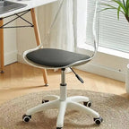 Modern Minimalist PU Leather Acrylic Plastic Mid-Back Swivel Height Adjustable Desk Chair Backrest Armless For Home Office DFM-F