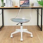 Modern Minimalist PU Leather Acrylic Plastic Mid-Back Swivel Height Adjustable Desk Chair Backrest Armless For Home Office DFM-F