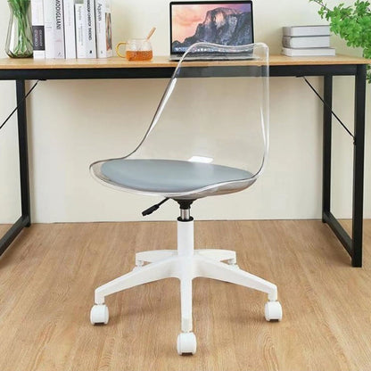 Modern Minimalist PU Leather Acrylic Plastic Mid-Back Swivel Height Adjustable Desk Chair Backrest Armless For Home Office