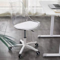 Modern Minimalist PU Leather Acrylic Plastic Mid-Back Swivel Height Adjustable Desk Chair Backrest Armless For Home Office DFM-F