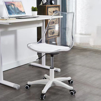 Modern Minimalist PU Leather Acrylic Plastic Mid-Back Swivel Height Adjustable Desk Chair Backrest Armless For Home Office