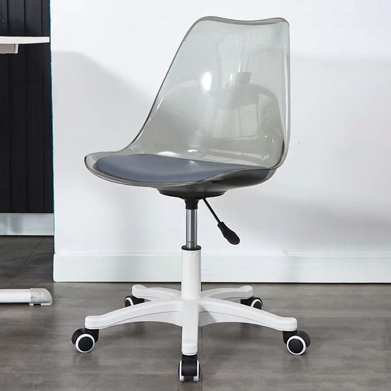 Modern Minimalist PU Leather Acrylic Plastic Mid-Back Swivel Height Adjustable Desk Chair Backrest Armless For Home Office DFM-F
