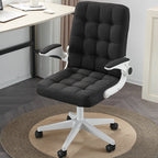 Modern Minimalist Linen Wood Plastic Metal Mid-Back Swivel Height Adjustable Desk Chair Backrest Armrest For Home Office DFM-F