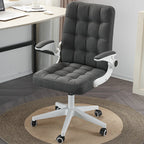 Modern Minimalist Linen Wood Plastic Metal Mid-Back Swivel Height Adjustable Desk Chair Backrest Armrest For Home Office DFM-F