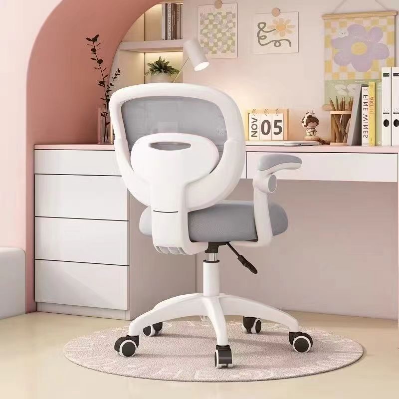 Modern Minimalist Kids Fabric Nylon Plastic Stainless Steel Mid-Back Height Adjustable Desk Chair Backrest Armrest Footrest For Home Office DFM-F