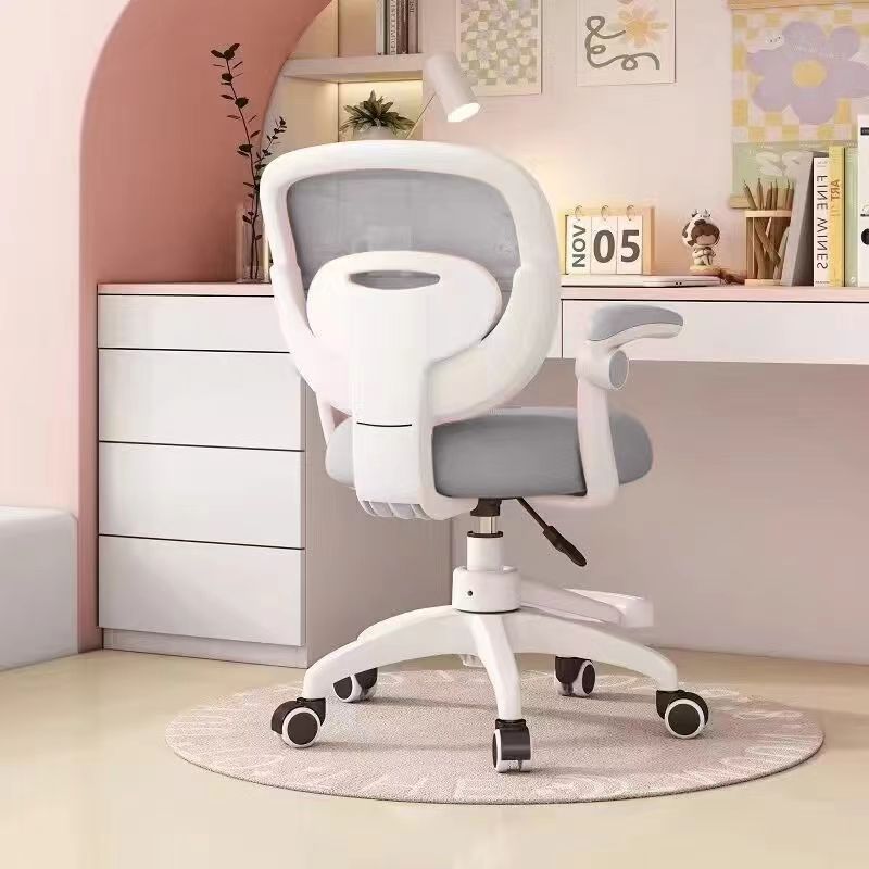 Modern Minimalist Kids Fabric Nylon Plastic Stainless Steel Mid-Back Height Adjustable Desk Chair Backrest Armrest Footrest For Home Office DFM-F