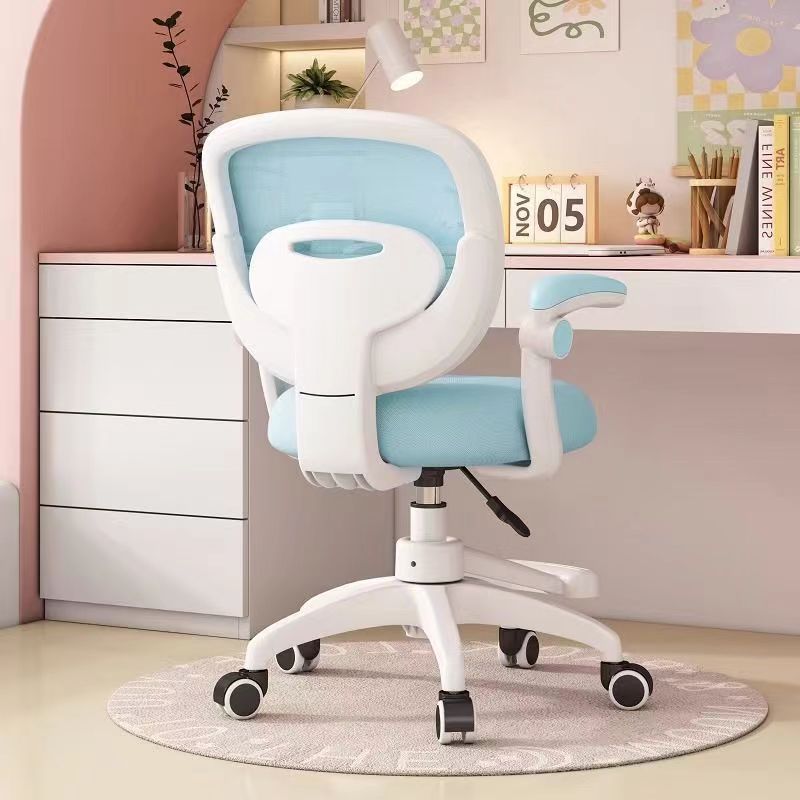 Modern Minimalist Kids Fabric Nylon Plastic Stainless Steel Mid-Back Height Adjustable Desk Chair Backrest Armrest Footrest For Home Office DFM-F