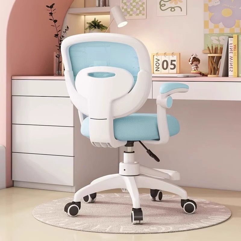 Modern Minimalist Kids Fabric Nylon Plastic Stainless Steel Mid-Back Height Adjustable Desk Chair Backrest Armrest Footrest For Home Office DFM-F