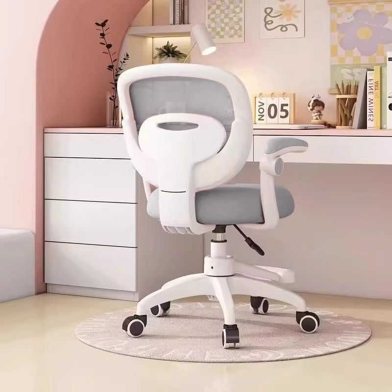 Modern Minimalist Kids Fabric Nylon Plastic Stainless Steel Mid-Back Height Adjustable Desk Chair Backrest Armrest Footrest For Home Office DFM-F