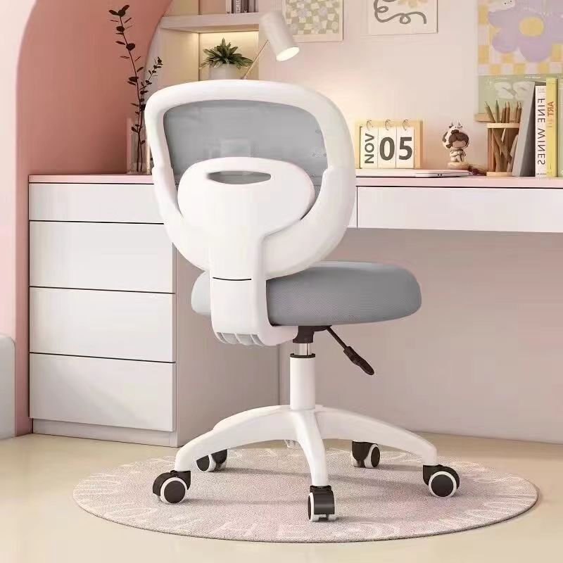 Modern Minimalist Kids Fabric Nylon Plastic Stainless Steel Mid-Back Height Adjustable Desk Chair Backrest Armrest Footrest For Home Office DFM-F