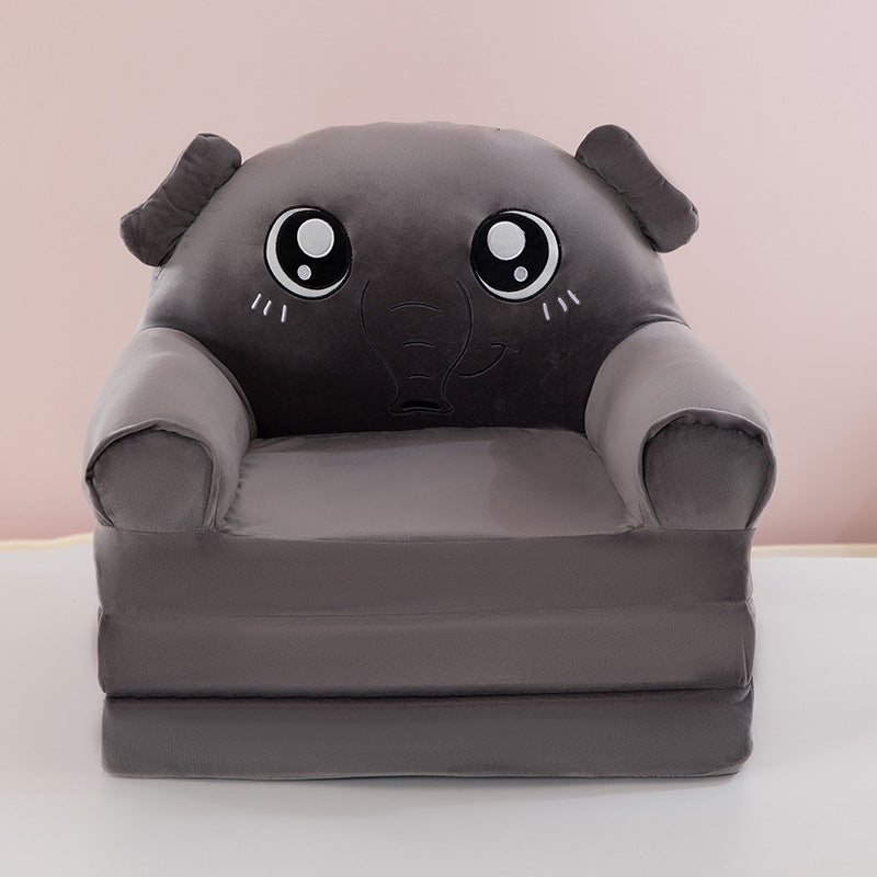 Lumendat Contemporary Creative Kids Animal Shape Velvet Foam Sponge Curved Foldable Accent Chair Backrest Armrest For Living Room Lumendat
