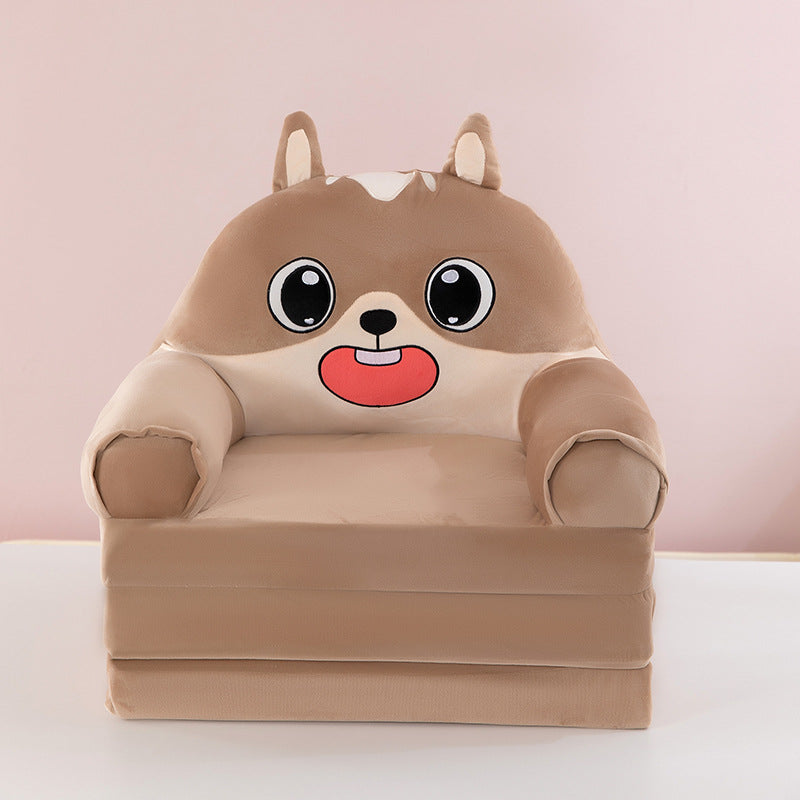 Lumendat Contemporary Creative Kids Animal Shape Velvet Foam Sponge Curved Foldable Accent Chair Backrest Armrest For Living Room Lumendat