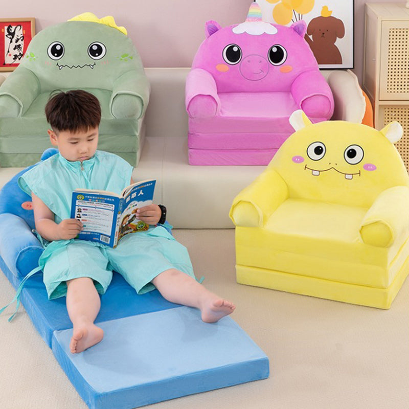 Lumendat Contemporary Creative Kids Animal Shape Velvet Foam Sponge Curved Foldable Accent Chair Backrest Armrest For Living Room Lumendat