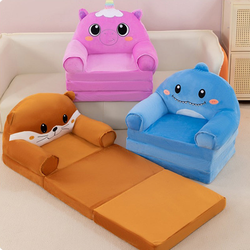 Lumendat Contemporary Creative Kids Animal Shape Velvet Foam Sponge Curved Foldable Accent Chair Backrest Armrest For Living Room Lumendat