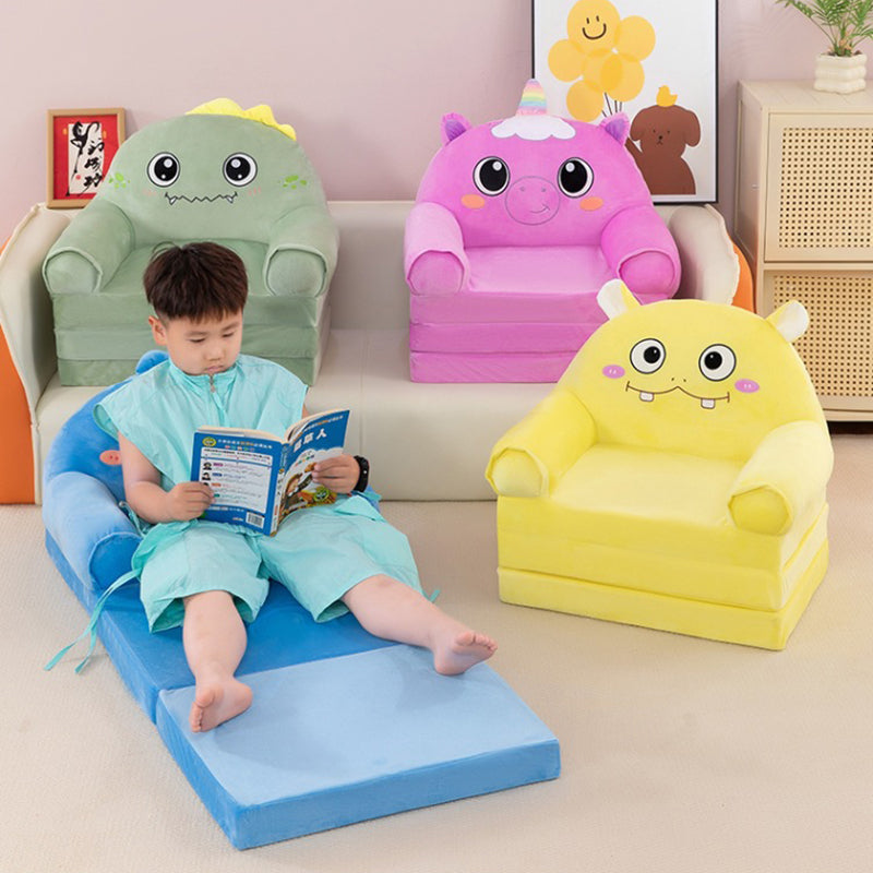 Lumendat Contemporary Creative Kids Animal Shape Velvet Foam Sponge Curved Foldable Accent Chair Backrest Armrest For Living Room Lumendat