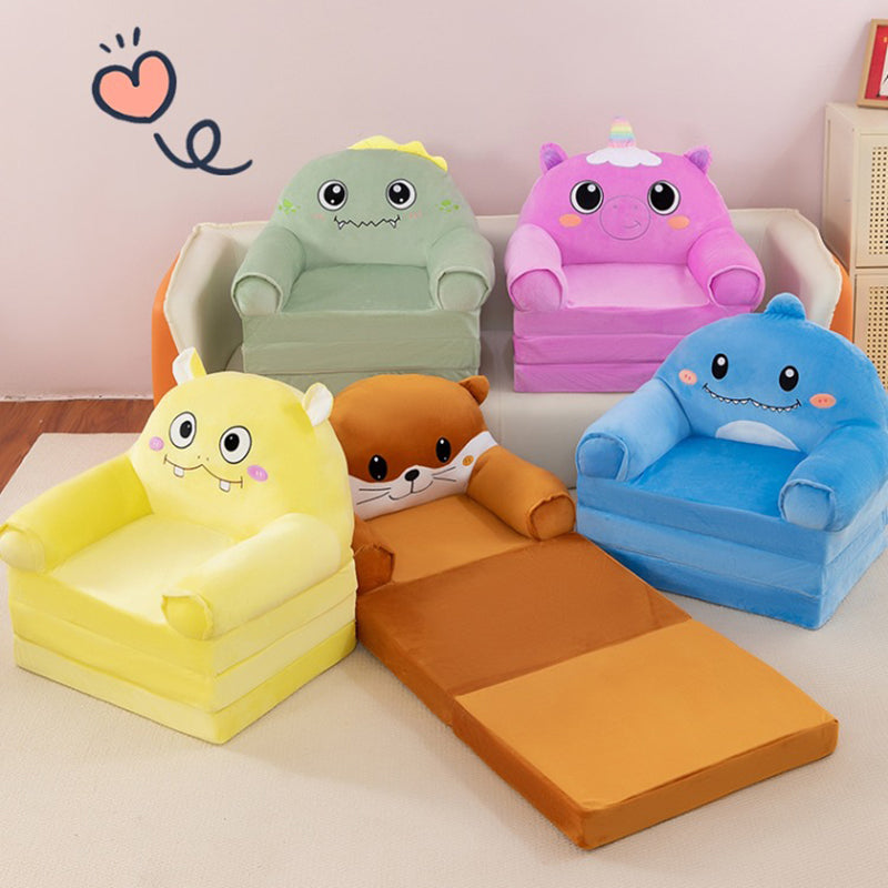 Lumendat Contemporary Creative Kids Animal Shape Velvet Foam Sponge Curved Foldable Accent Chair Backrest Armrest For Living Room Lumendat