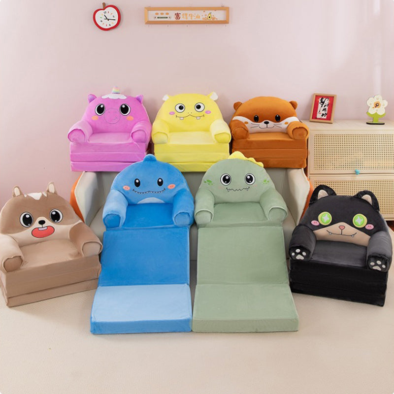 Lumendat Contemporary Creative Kids Animal Shape Velvet Foam Sponge Curved Foldable Accent Chair Backrest Armrest For Living Room Lumendat