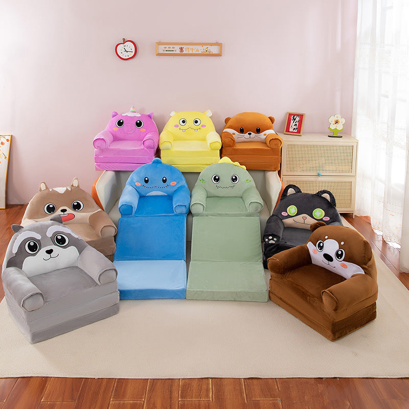 Lumendat Contemporary Creative Kids Animal Shape Velvet Foam Sponge Curved Foldable Accent Chair Backrest Armrest For Living Room Lumendat