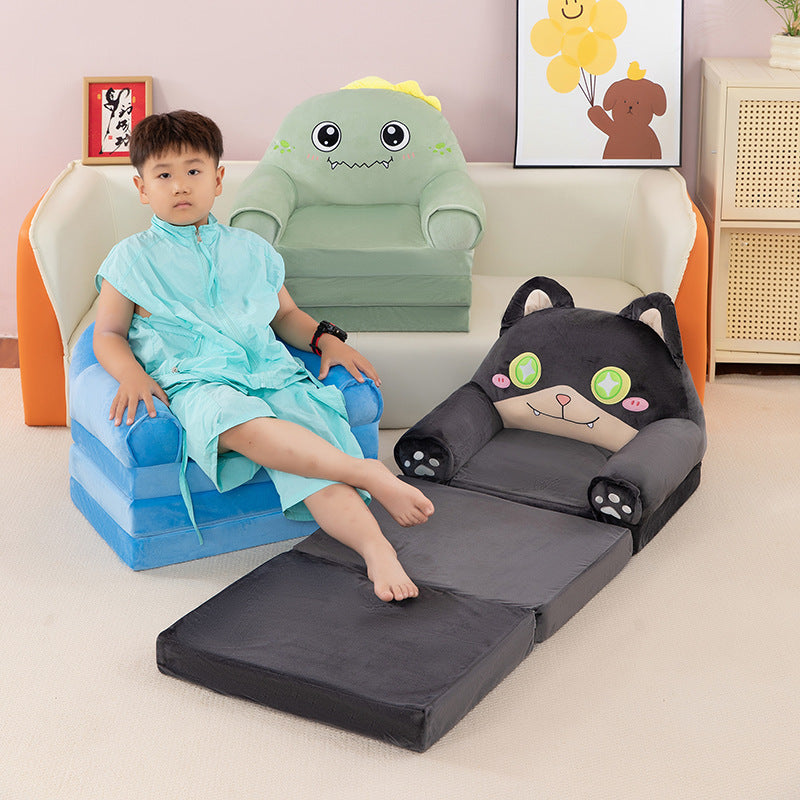 Lumendat Contemporary Creative Kids Animal Shape Velvet Foam Sponge Curved Foldable Accent Chair Backrest Armrest For Living Room Lumendat