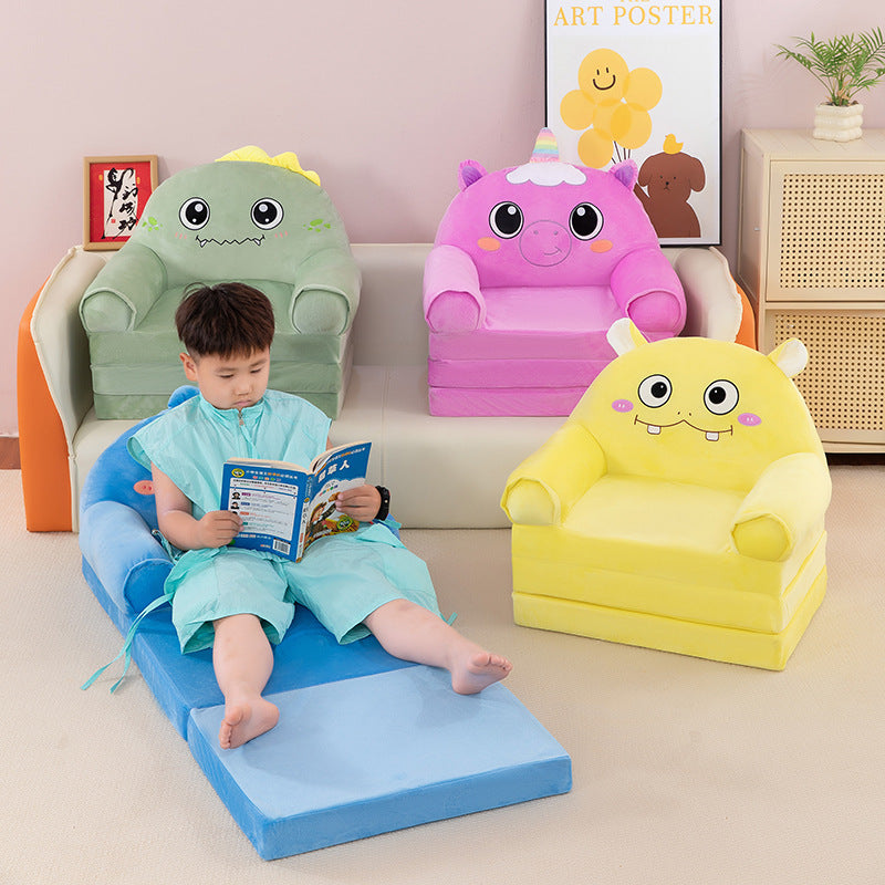 Lumendat Contemporary Creative Kids Animal Shape Velvet Foam Sponge Curved Foldable Accent Chair Backrest Armrest For Living Room Lumendat