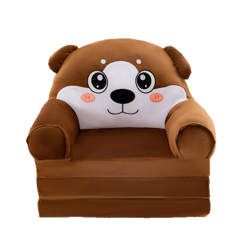 Lumendat Contemporary Creative Kids Animal Shape Velvet Foam Sponge Curved Foldable Accent Chair Backrest Armrest For Living Room Lumendat