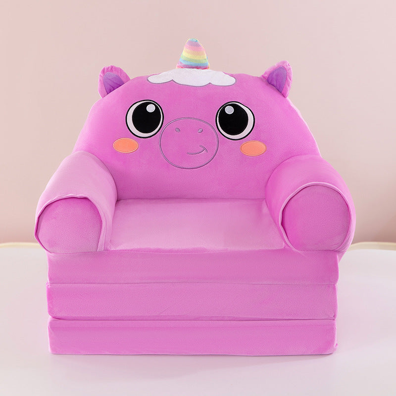 Lumendat Contemporary Creative Kids Animal Shape Velvet Foam Sponge Curved Foldable Accent Chair Backrest Armrest For Living Room Lumendat