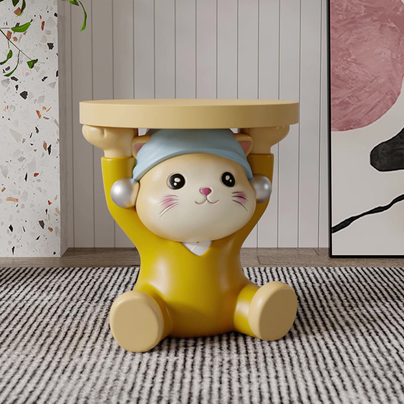 Lumendat Contemporary Creative Kids Cat Shape Resin Low Stool Backless Armless For Living Room Lumendat