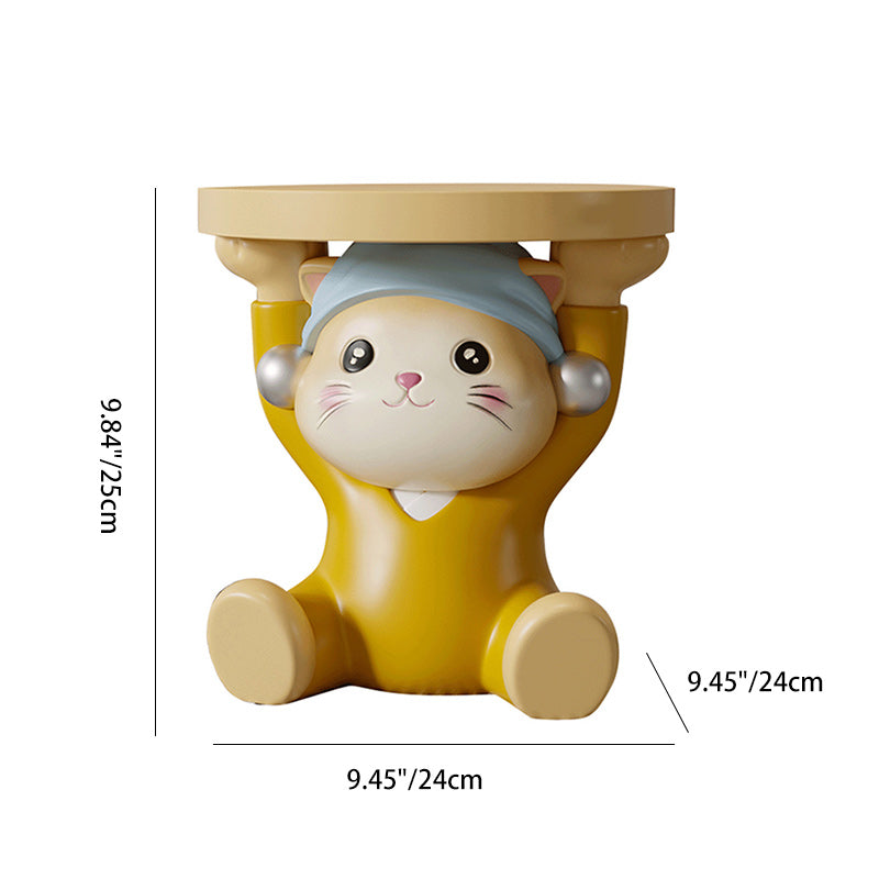 Lumendat Contemporary Creative Kids Cat Shape Resin Low Stool Backless Armless For Living Room Lumendat