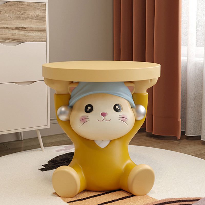 Lumendat Contemporary Creative Kids Cat Shape Resin Low Stool Backless Armless For Living Room Lumendat