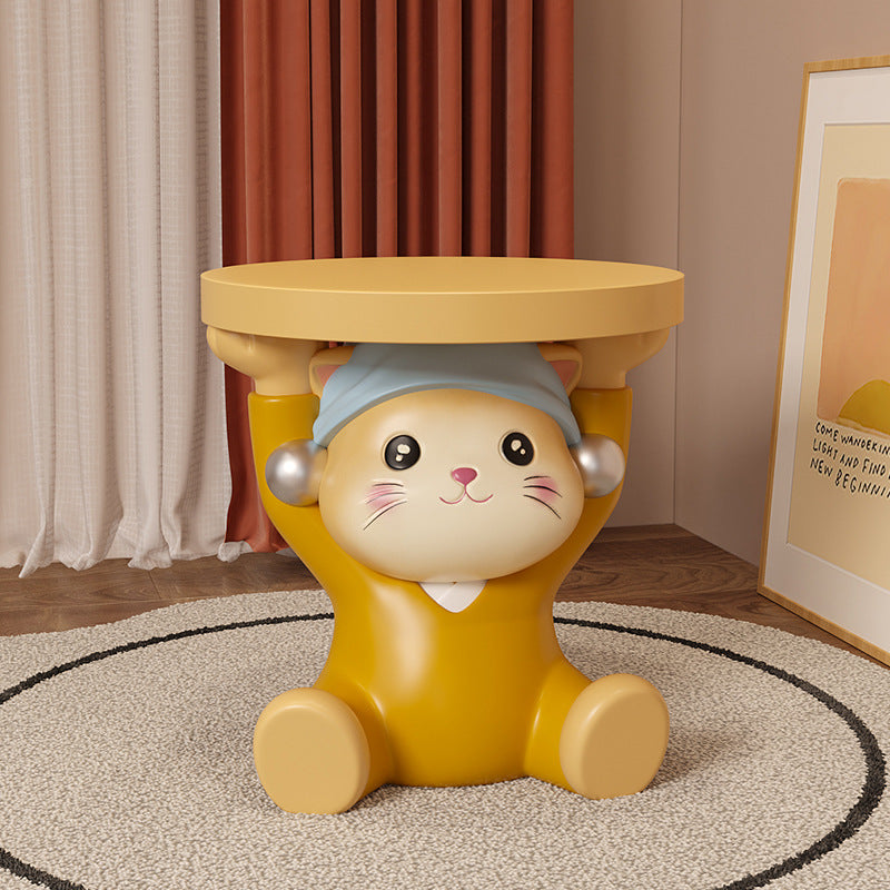 Lumendat Contemporary Creative Kids Cat Shape Resin Low Stool Backless Armless For Living Room Lumendat