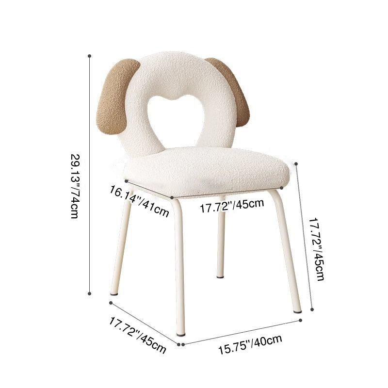 Lumendat Contemporary Creative Kids Iamb Fleece Iron Solid Wood Multi-layer Board Foam Sponge Dog Shape Swivel Vanity Stool Backrest Armless For Bedro Lumendat