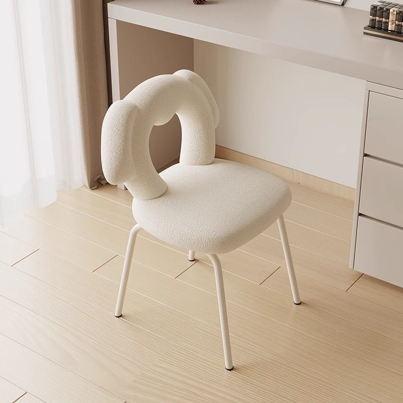 Lumendat Contemporary Creative Kids Iamb Fleece Iron Solid Wood Multi-layer Board Foam Sponge Dog Shape Swivel Vanity Stool Backrest Armless For Bedro Lumendat