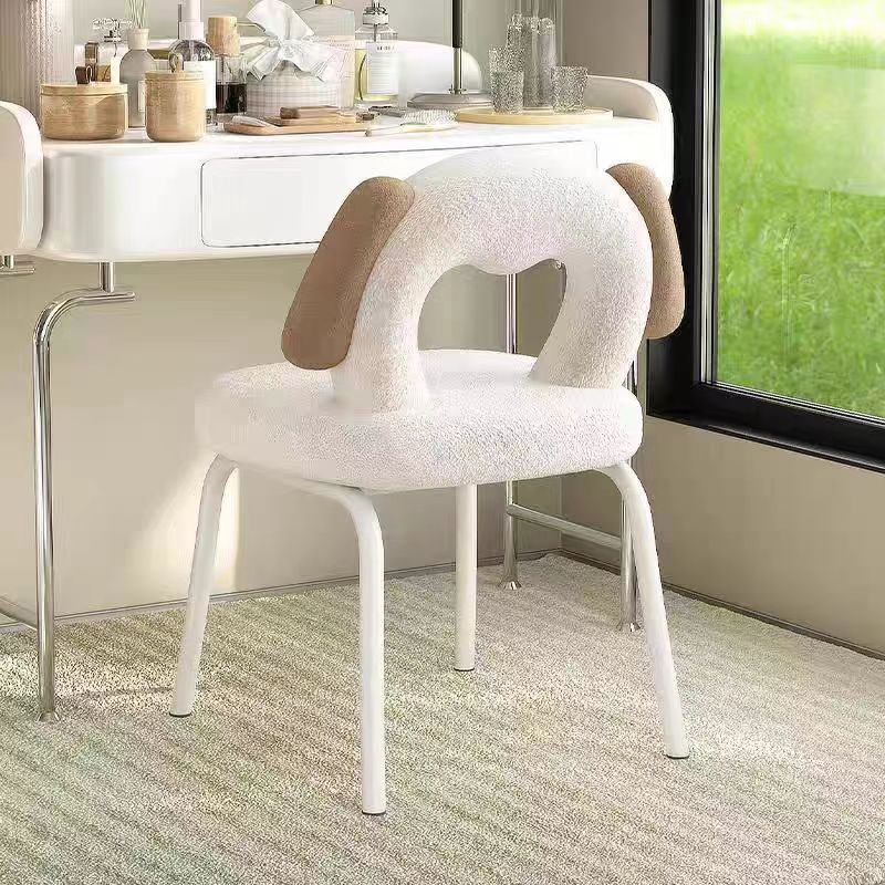 Lumendat Contemporary Creative Kids Iamb Fleece Iron Solid Wood Multi-layer Board Foam Sponge Dog Shape Swivel Vanity Stool Backrest Armless For Bedro Lumendat