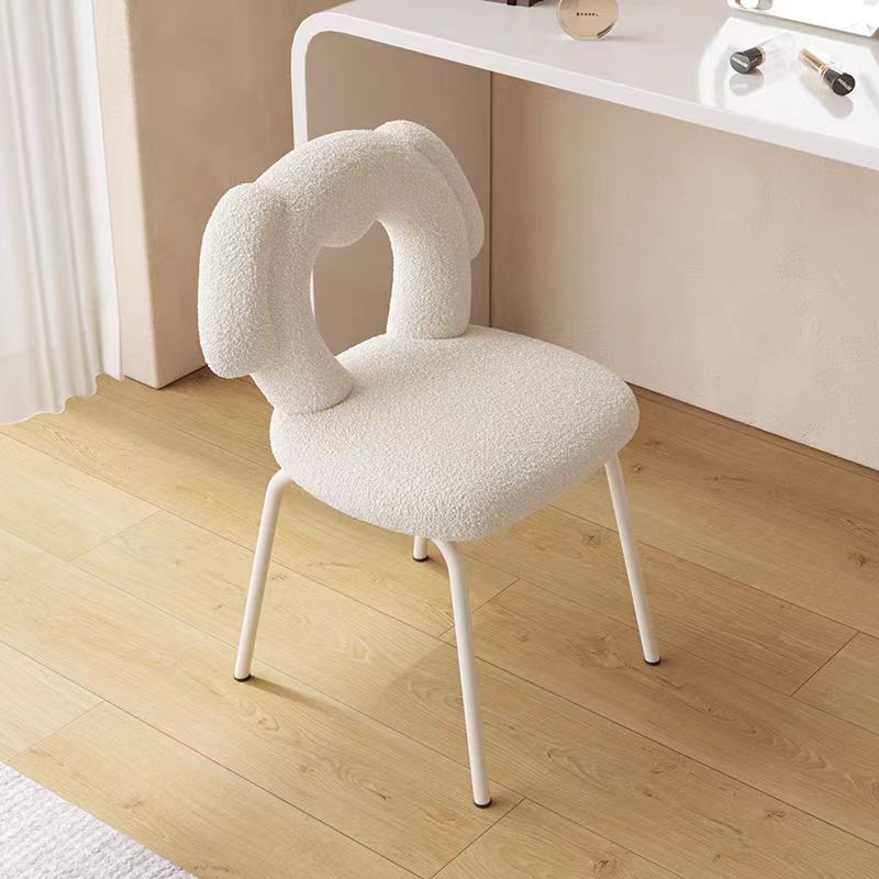 Lumendat Contemporary Creative Kids Iamb Fleece Iron Solid Wood Multi-layer Board Foam Sponge Dog Shape Swivel Vanity Stool Backrest Armless For Bedro Lumendat