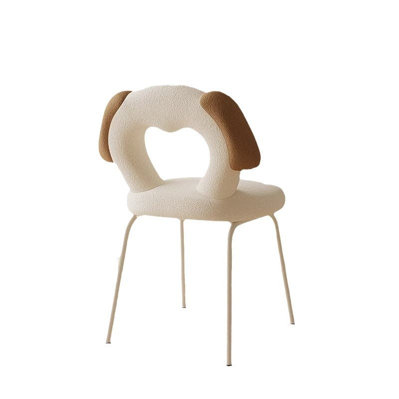 Lumendat Contemporary Creative Kids Iamb Fleece Iron Solid Wood Multi-layer Board Foam Sponge Dog Shape Swivel Vanity Stool Backrest Armless For Bedro Lumendat