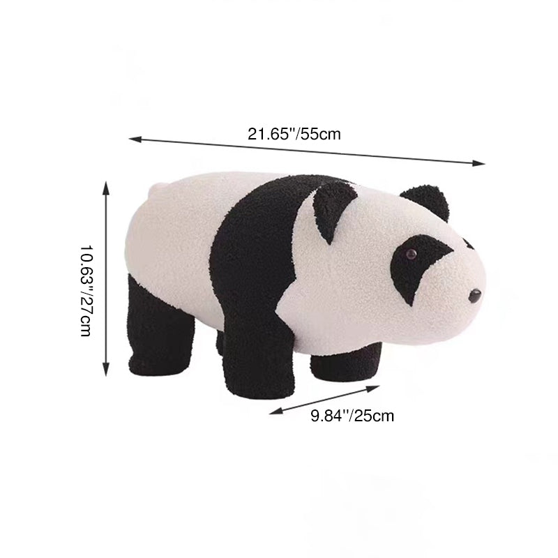 Lumendat Contemporary Creative Kids Bear Shape Teddy Fleece Solid Wood Multi-layer Board Pine Wood Low Stool Backless Armless For Living Room Lumendat