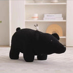 Lumendat Contemporary Creative Kids Bear Shape Teddy Fleece Solid Wood Multi-layer Board Pine Wood Low Stool Backless Armless For Living Room Lumendat